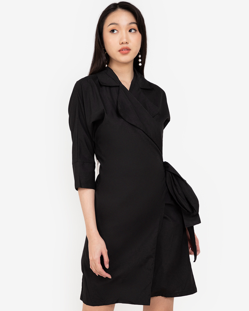 Bina Waist-Tie Wrap Shirt Dress