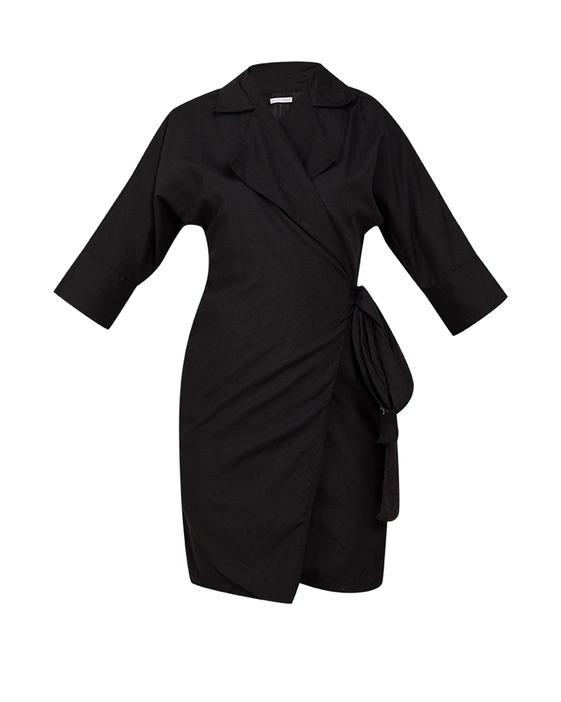 Bina Waist-Tie Wrap Shirt Dress