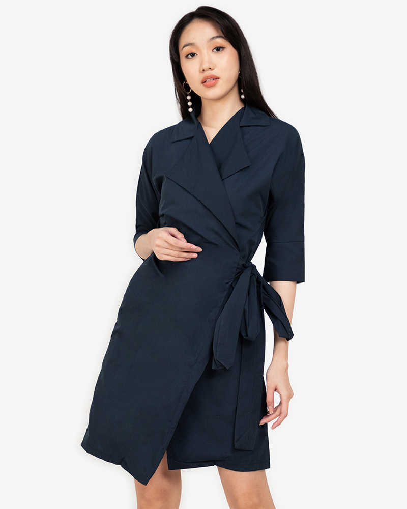Bina Waist-Tie Wrap Shirt Dress