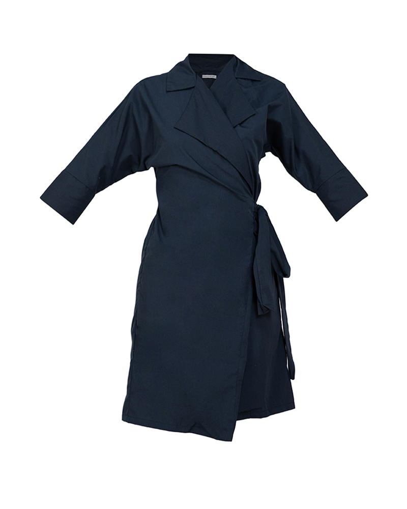 Bina Waist-Tie Wrap Shirt Dress