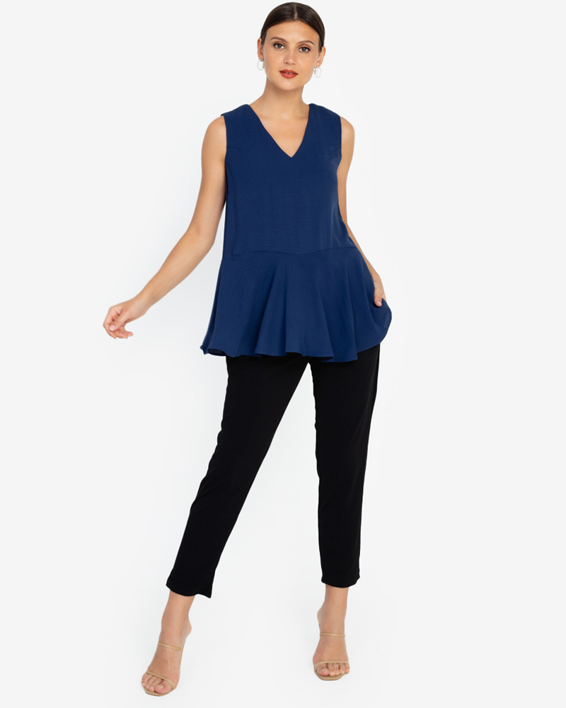 Brena Sleeveless Crepe Stretch Top
