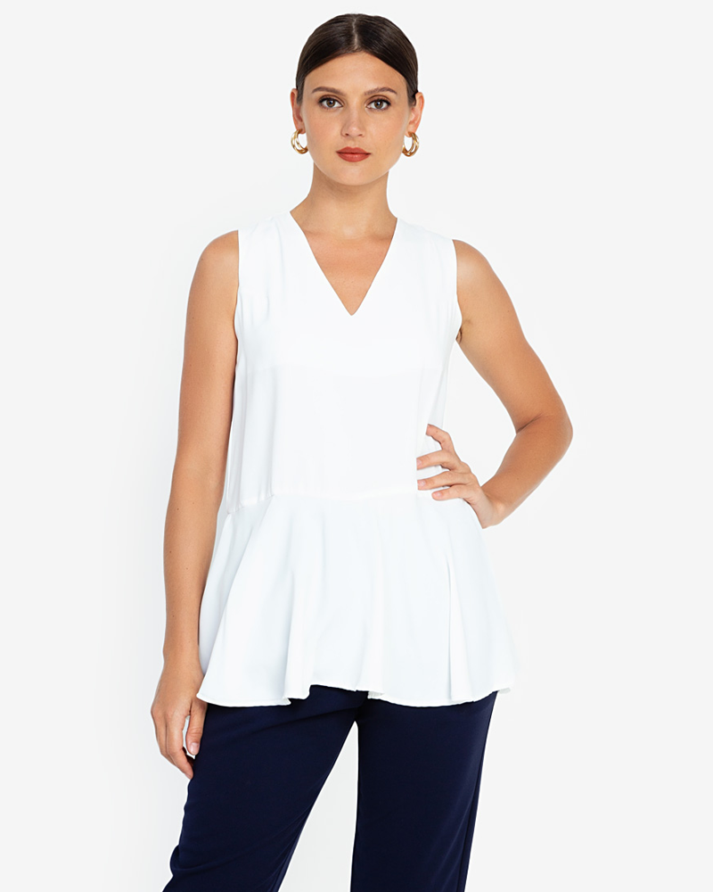 Brena Sleeveless Crepe Stretch Top