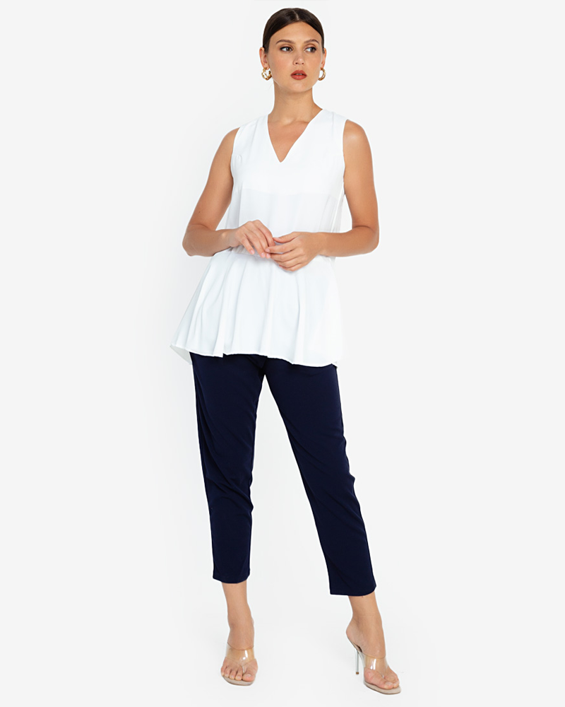 Brena Sleeveless Crepe Stretch Top