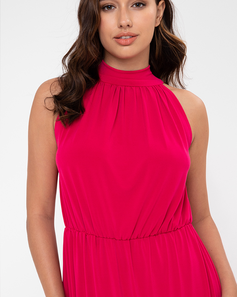 Cenobia Halter Neck Jersey Maxi Dress