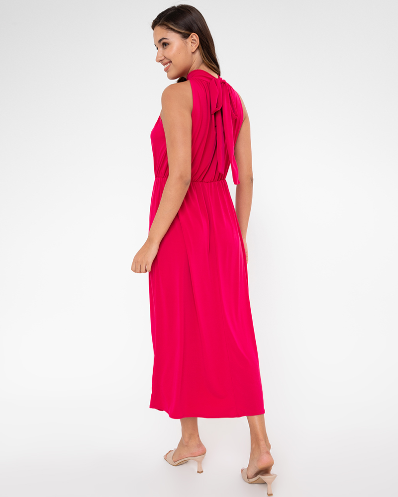 Cenobia Halter Neck Jersey Maxi Dress