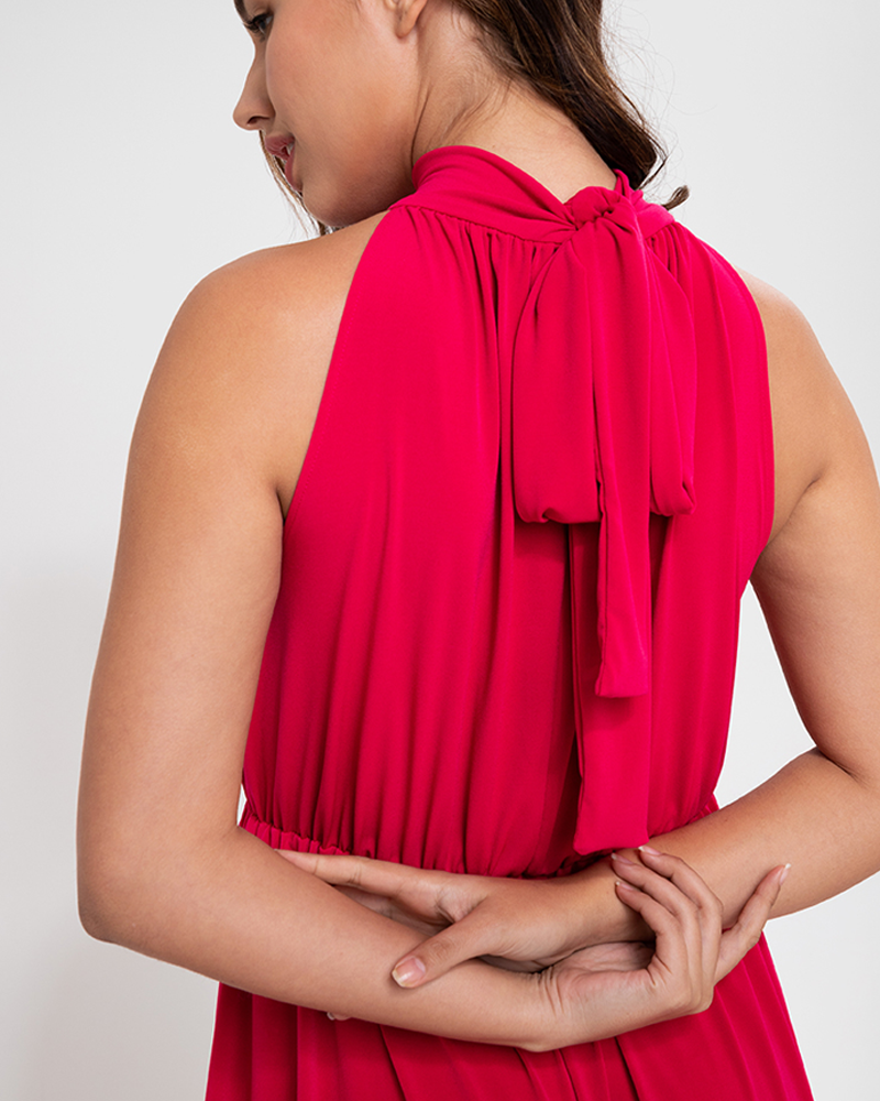 Cenobia Halter Neck Jersey Maxi Dress