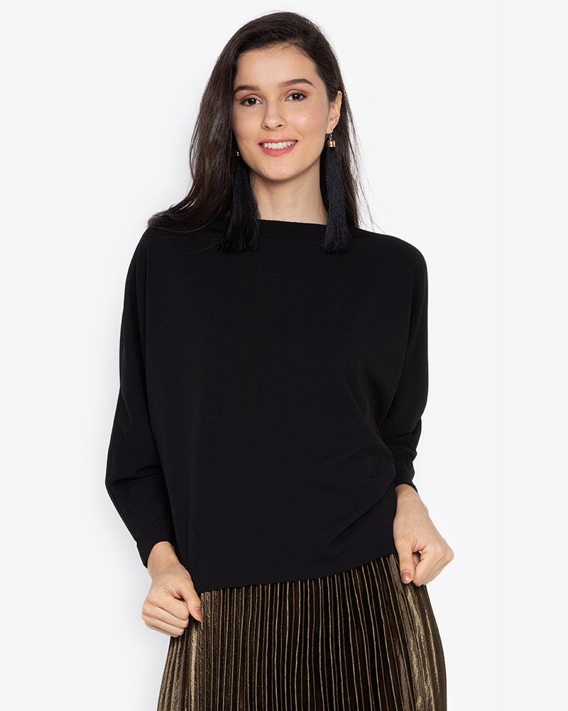 Ceretti Batwing Sleeves Neocrepe Top