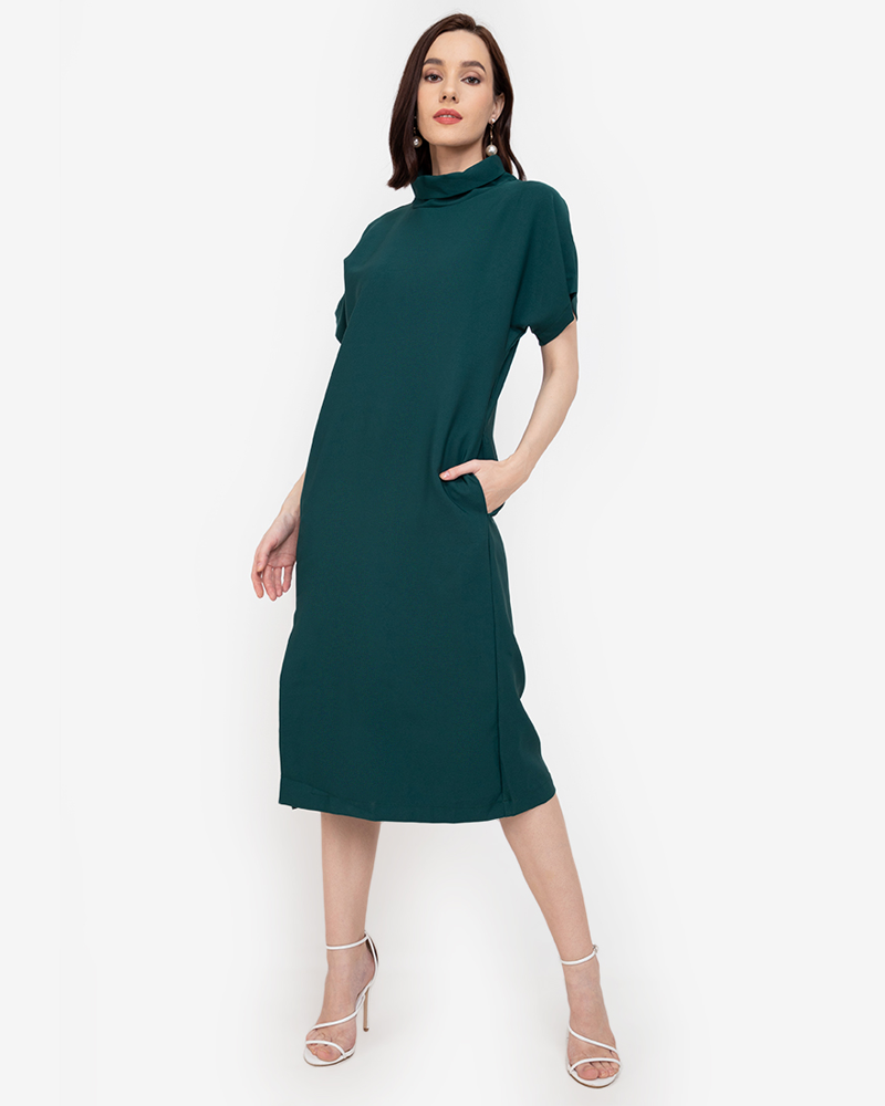 Coraline Turtle Neck Front Slit Maxi Dress