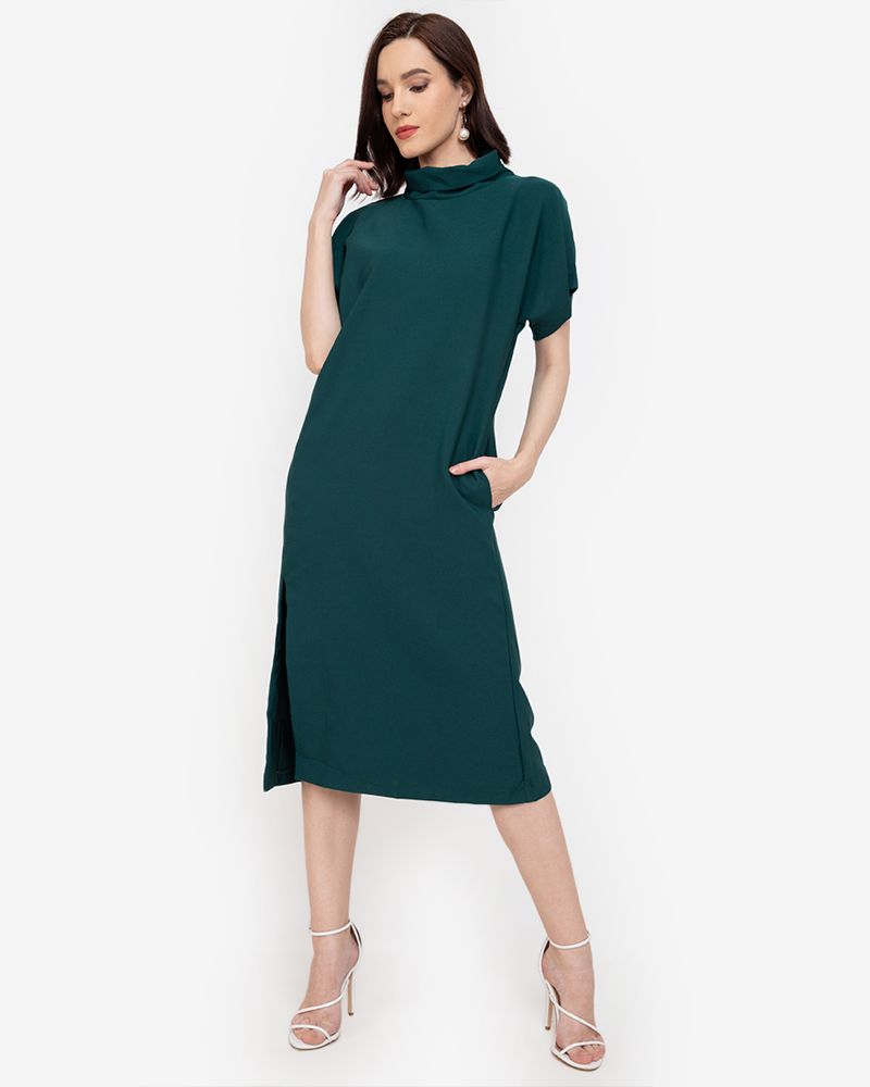 Coraline Turtle Neck Front Slit Maxi Dress