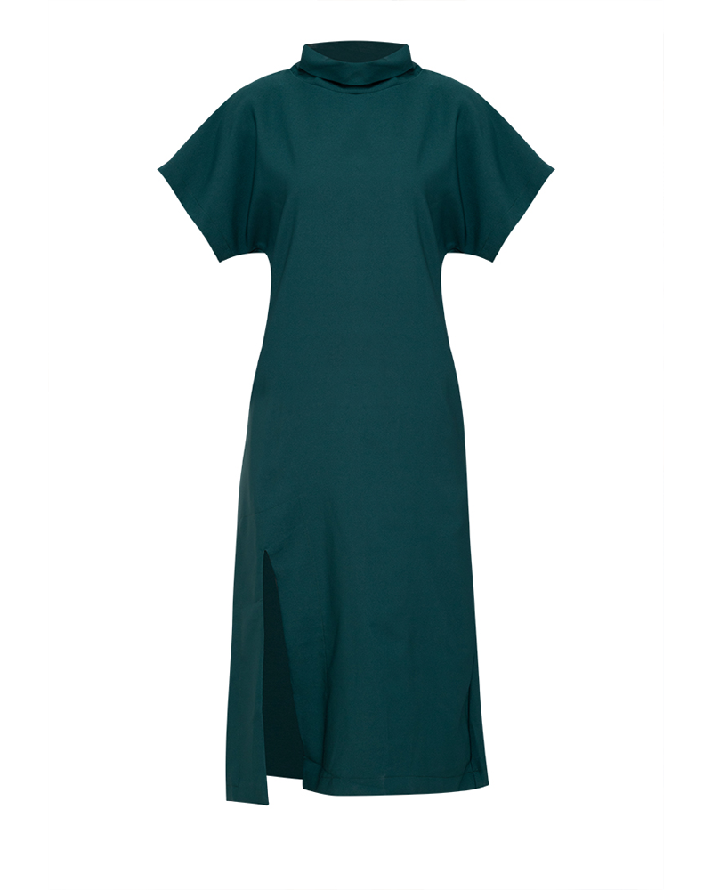 Coraline Turtle Neck Front Slit Maxi Dress