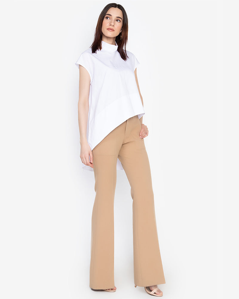 Cynthia Draped High-Low Mock Neck Top