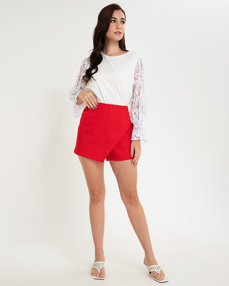 Demi Overlap Cotton Mini Skort
