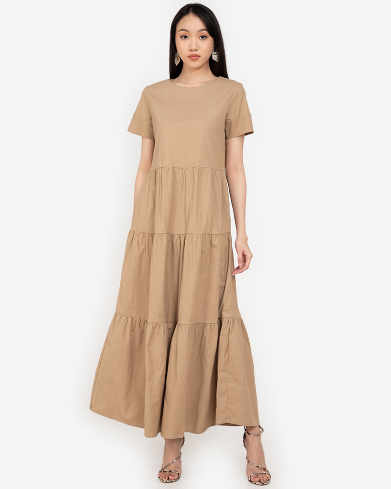 Gabriella Tiered Short Sleeves Maxi Dress