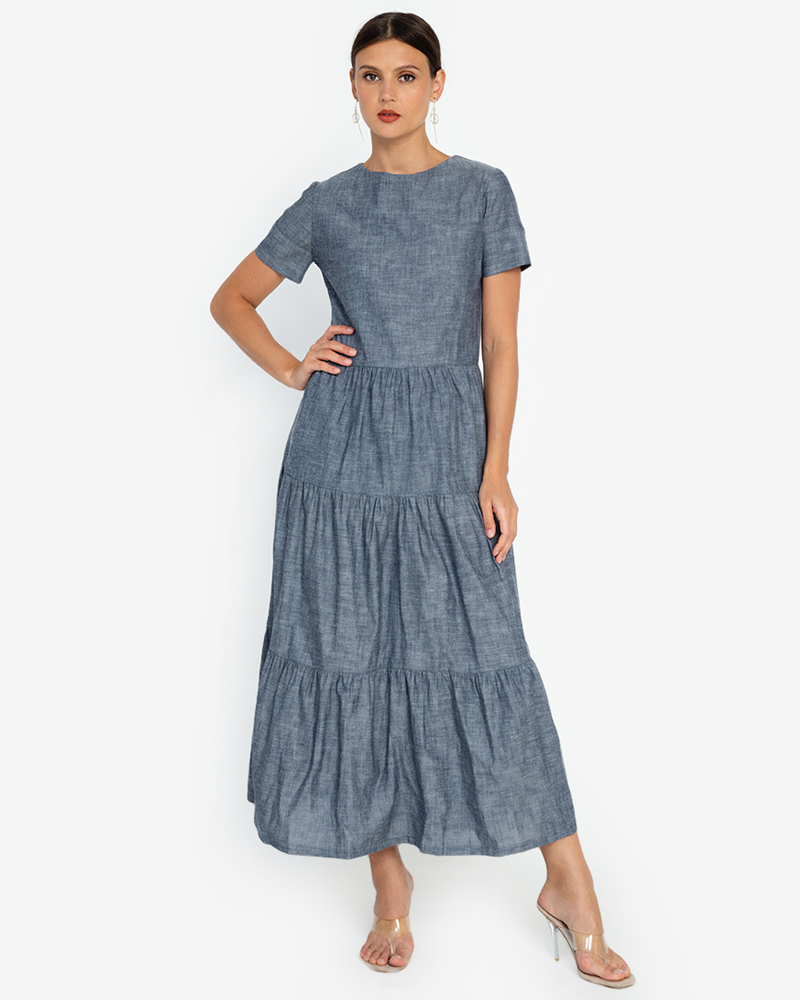 Gabriella Tiered Short Sleeves Maxi Dress