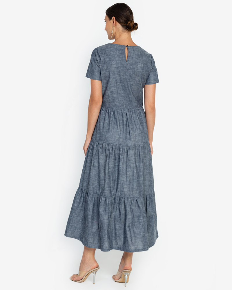 Gabriella Tiered Short Sleeves Maxi Dress