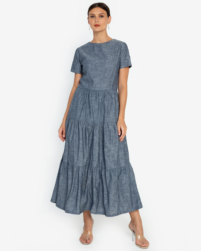 Gabriella Tiered Short Sleeves Maxi Dress