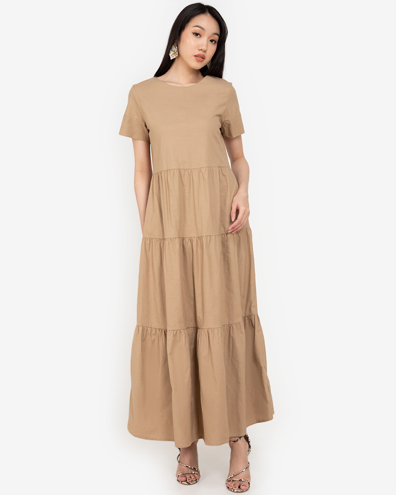 Gabriella Tiered Short Sleeves Maxi Dress