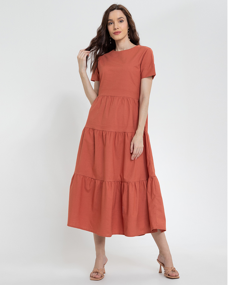 Gabriella Tiered Short Sleeves Maxi Dress