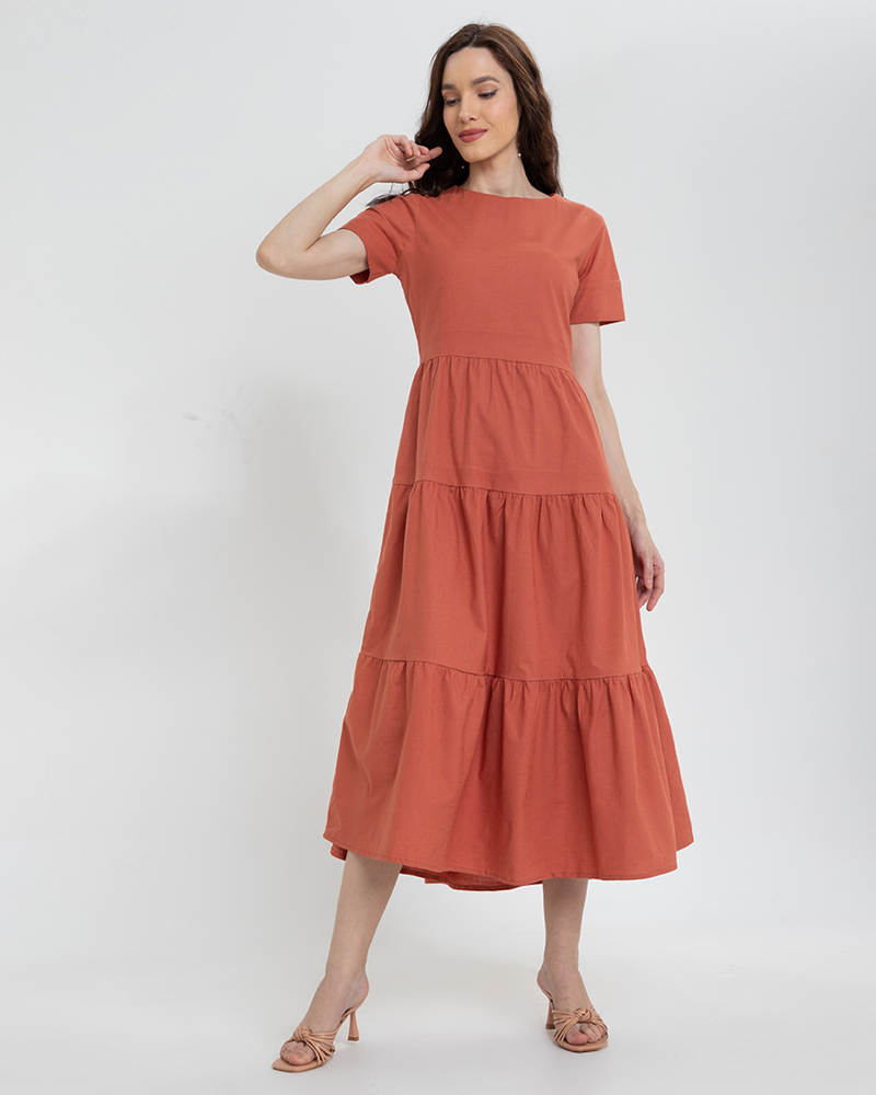 Gabriella Tiered Short Sleeves Maxi Dress