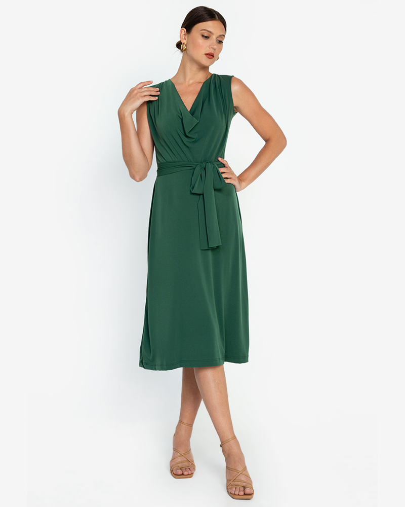 Gaetana Cowl-Neck Sleeveless Midi Dress