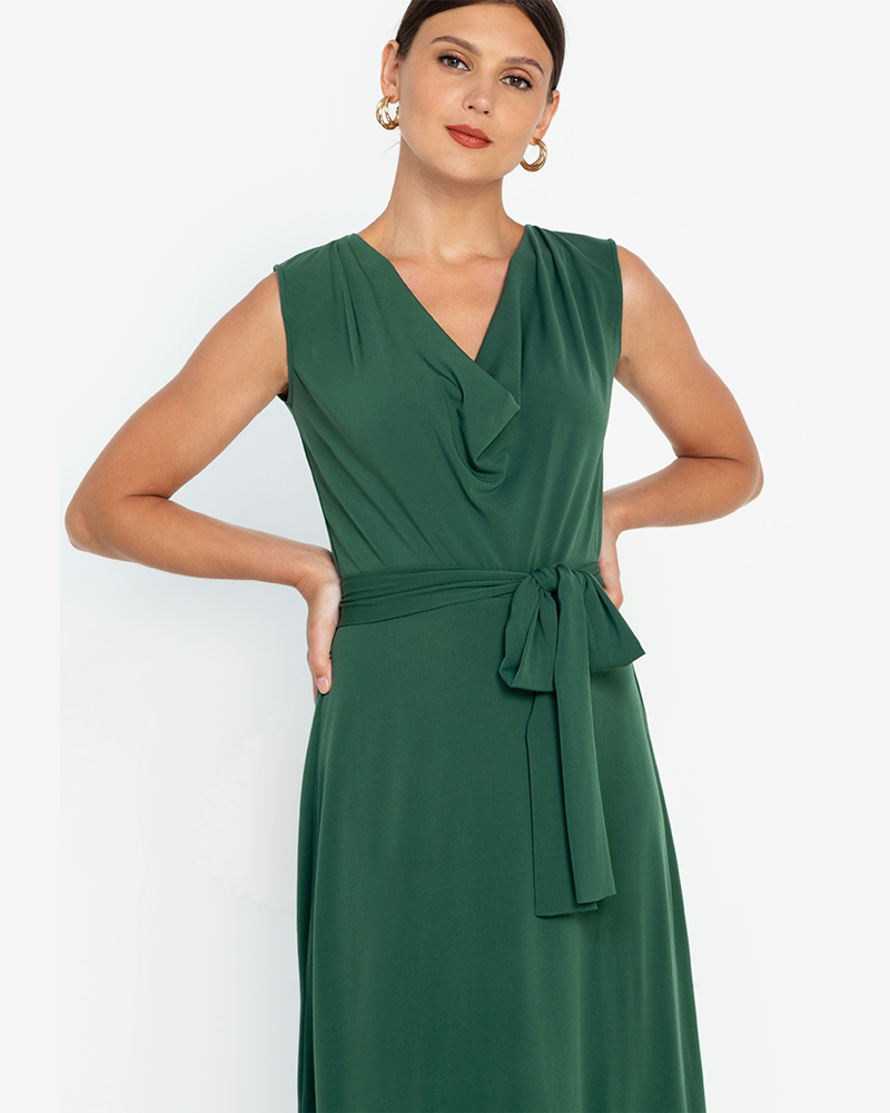 Gaetana Cowl-Neck Sleeveless Midi Dress
