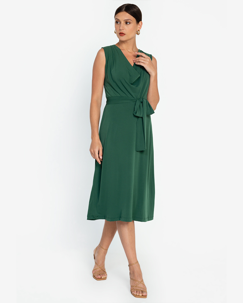 Gaetana Cowl-Neck Sleeveless Midi Dress