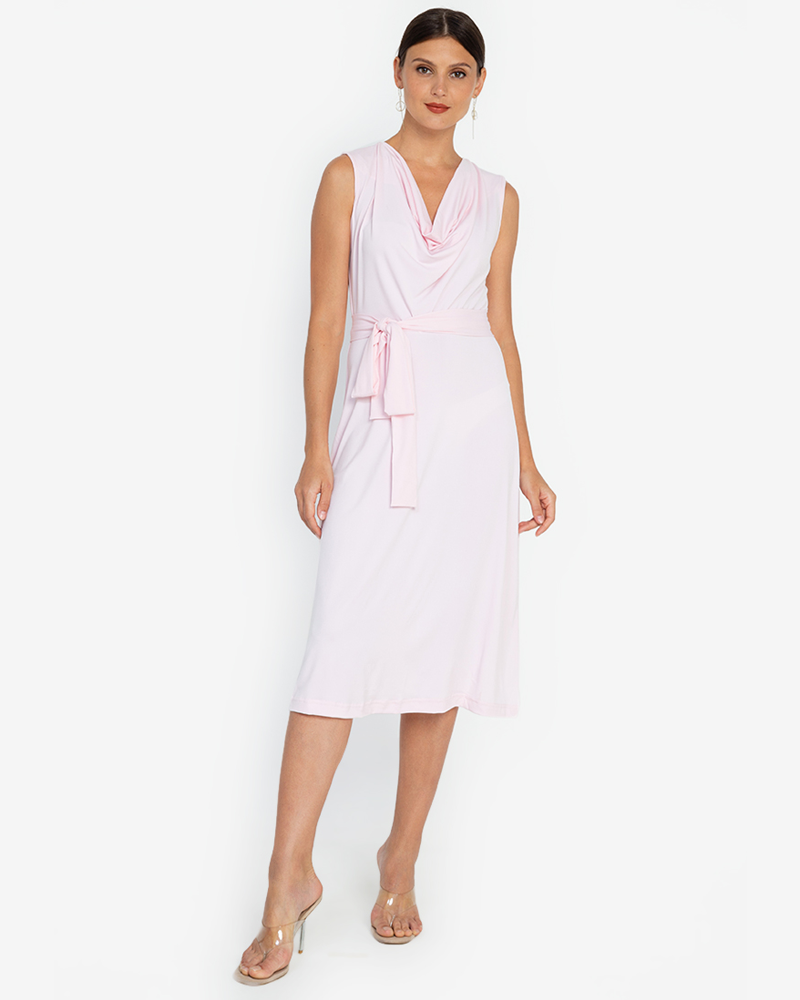 Gaetana Cowl-Neck Sleeveless Midi Dress