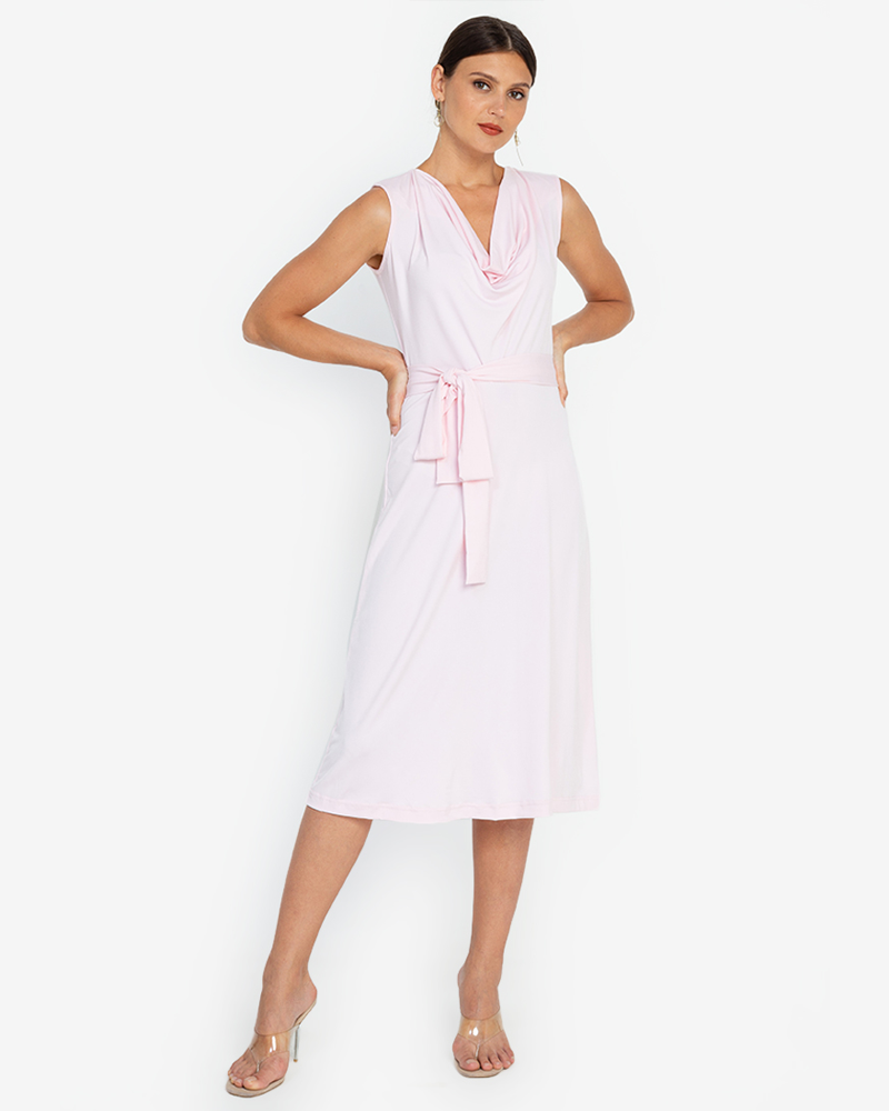 Gaetana Cowl-Neck Sleeveless Midi Dress