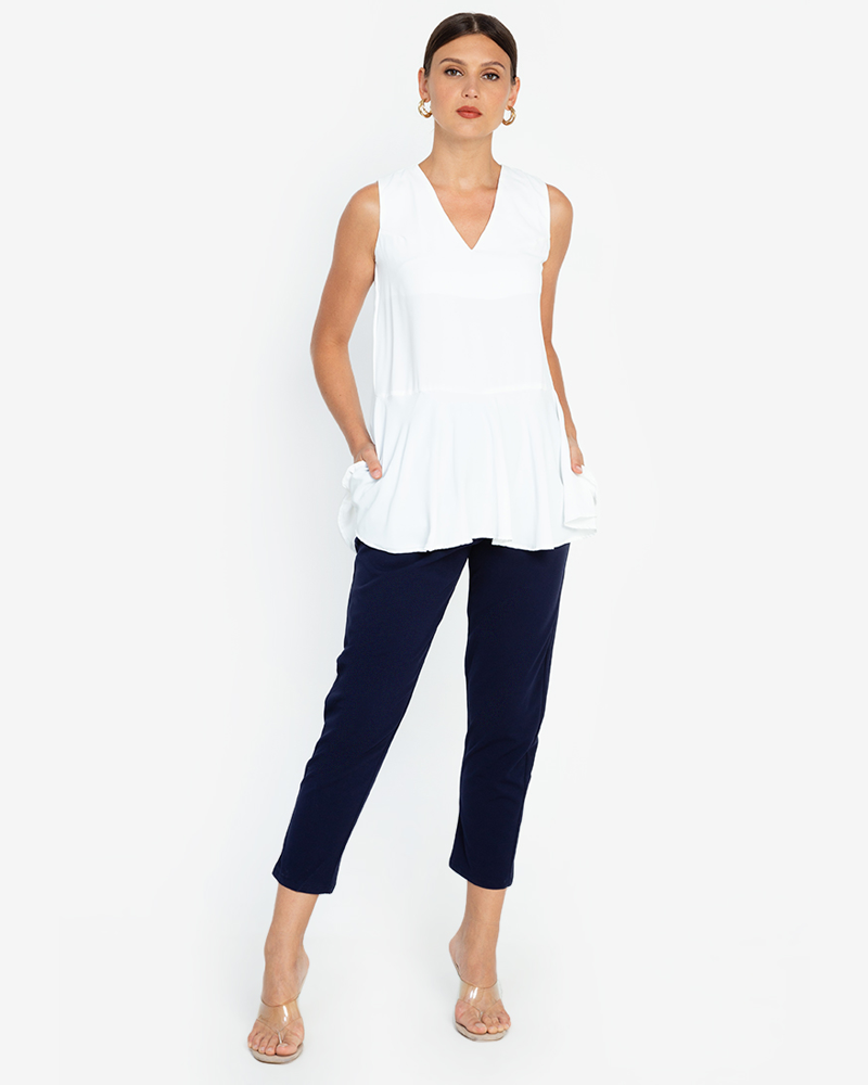 Glynne Front-Pleat Tailored Pants
