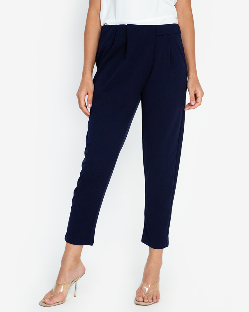 Glynne Front-Pleat Tailored Pants