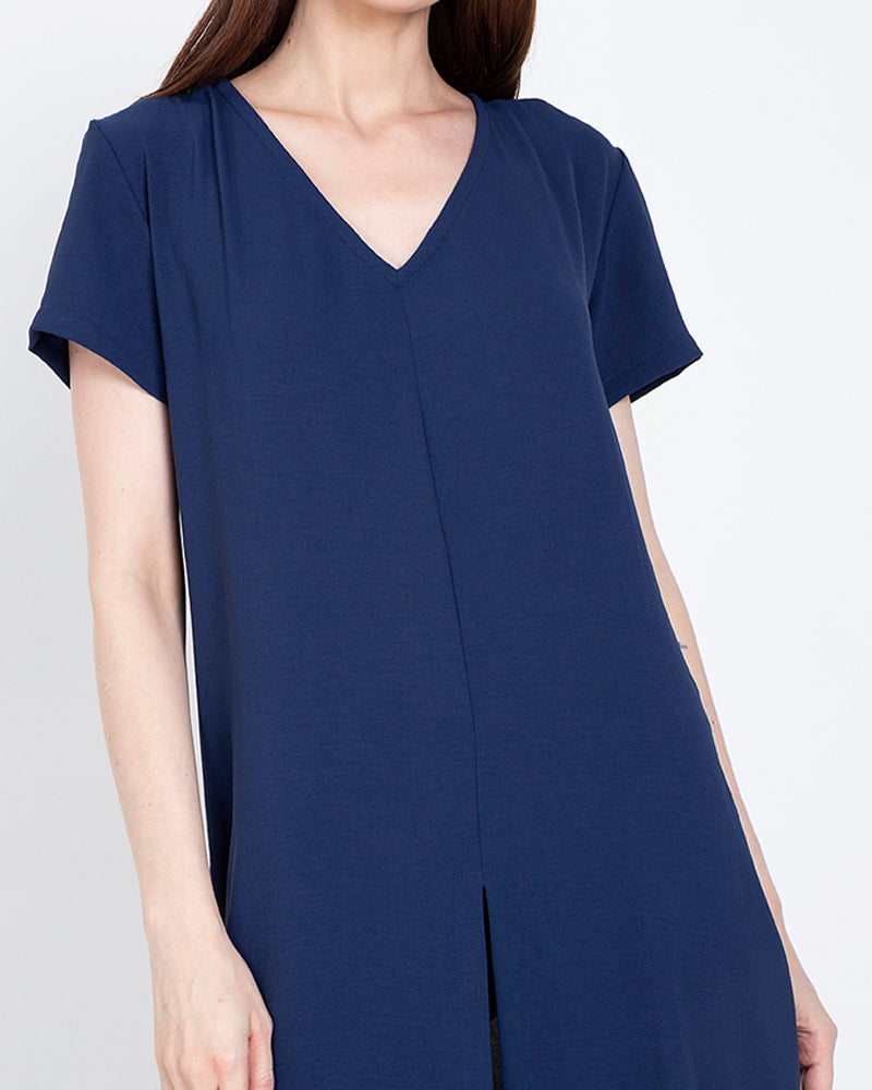 Hilaria Slit-Front Midi Tunic Dress