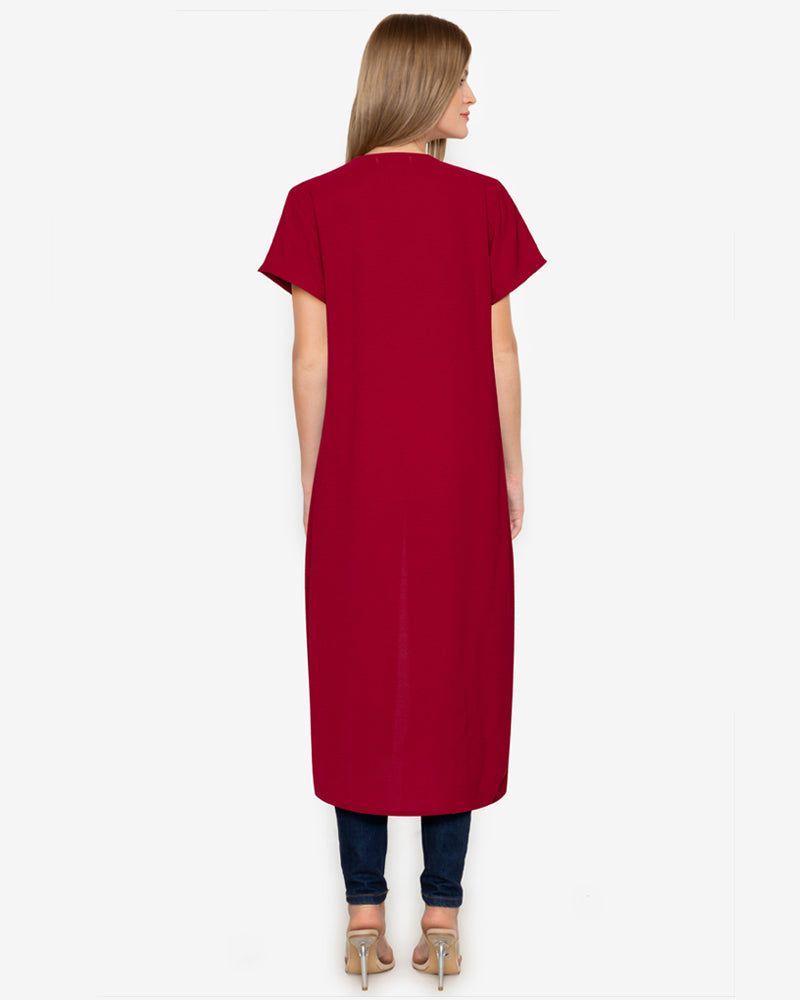 Hilaria Slit-Front Midi Tunic Dress