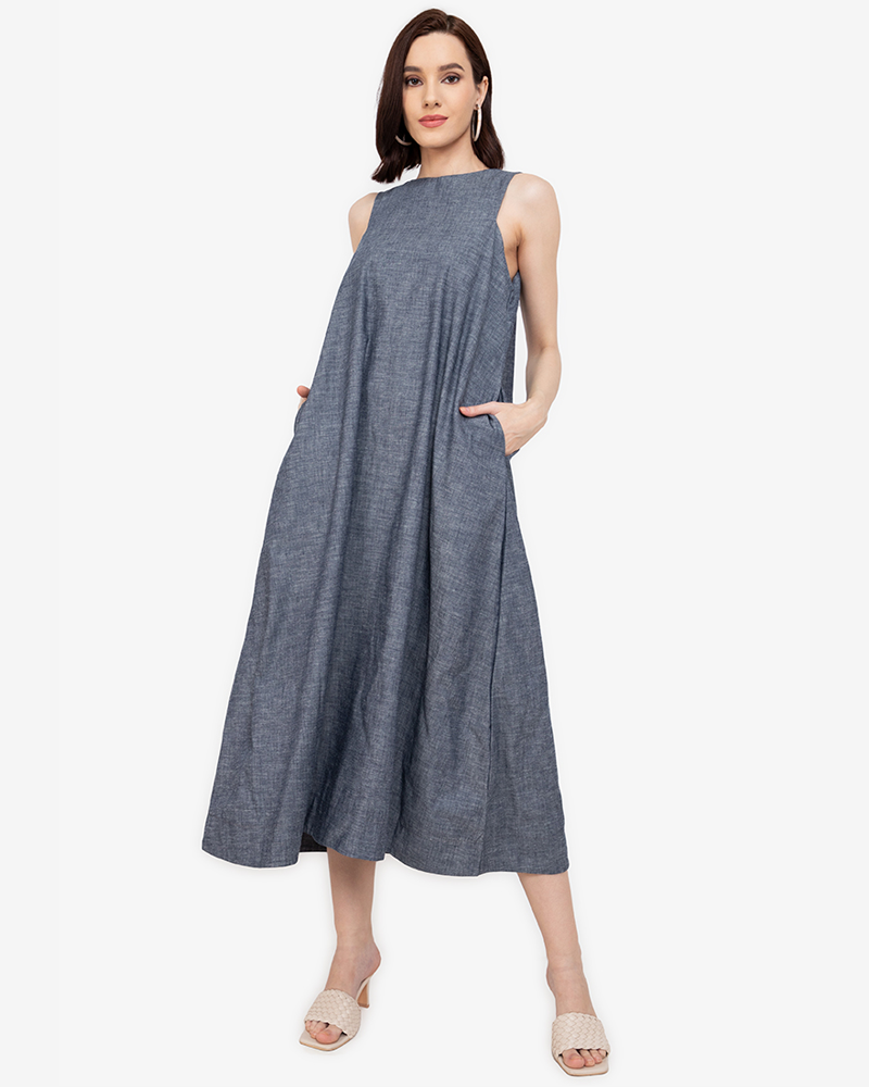 Imogen Halter Sleeves Maxi Dress
