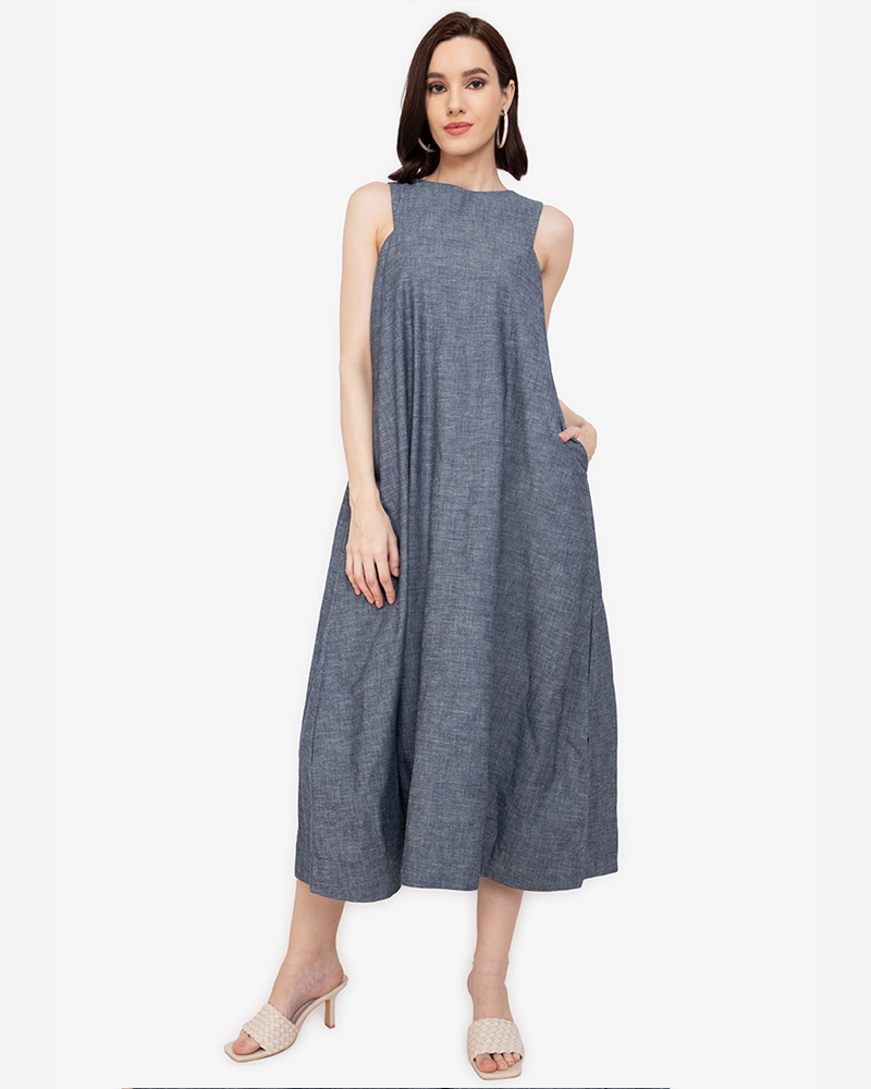 Imogen Halter Sleeves Maxi Dress
