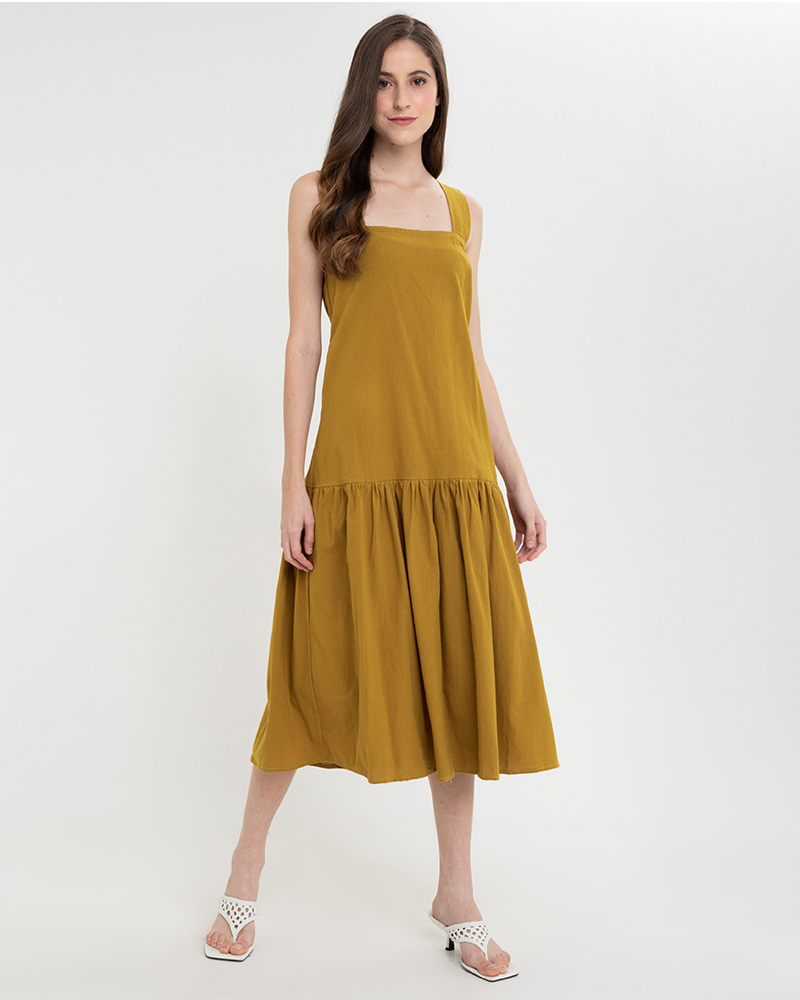 Larissa Sleeveless Square Neck Midi Dress