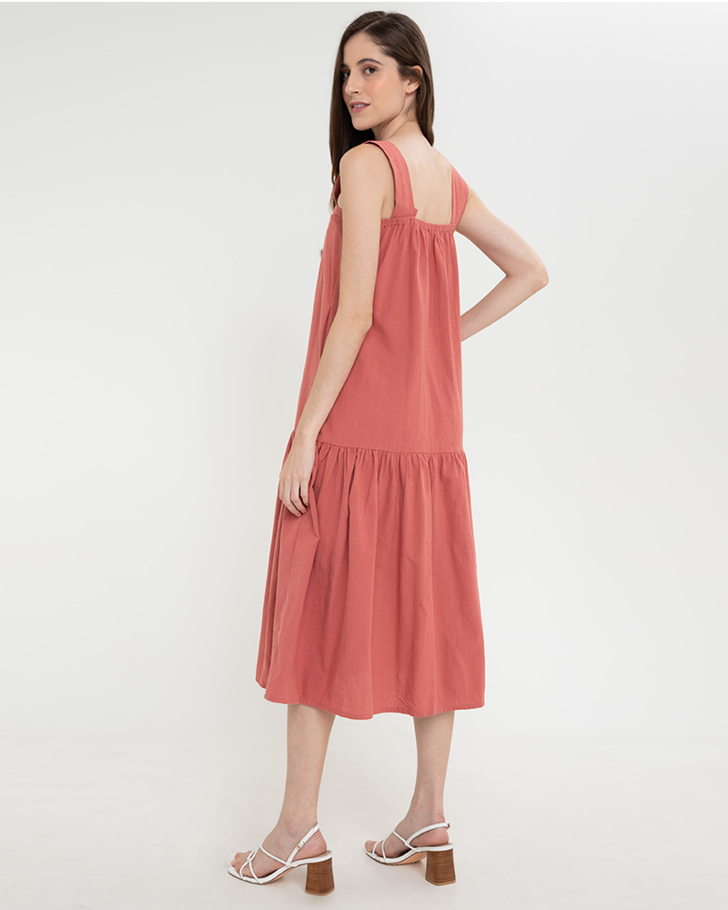 Larissa Sleeveless Square Neck Midi Dress