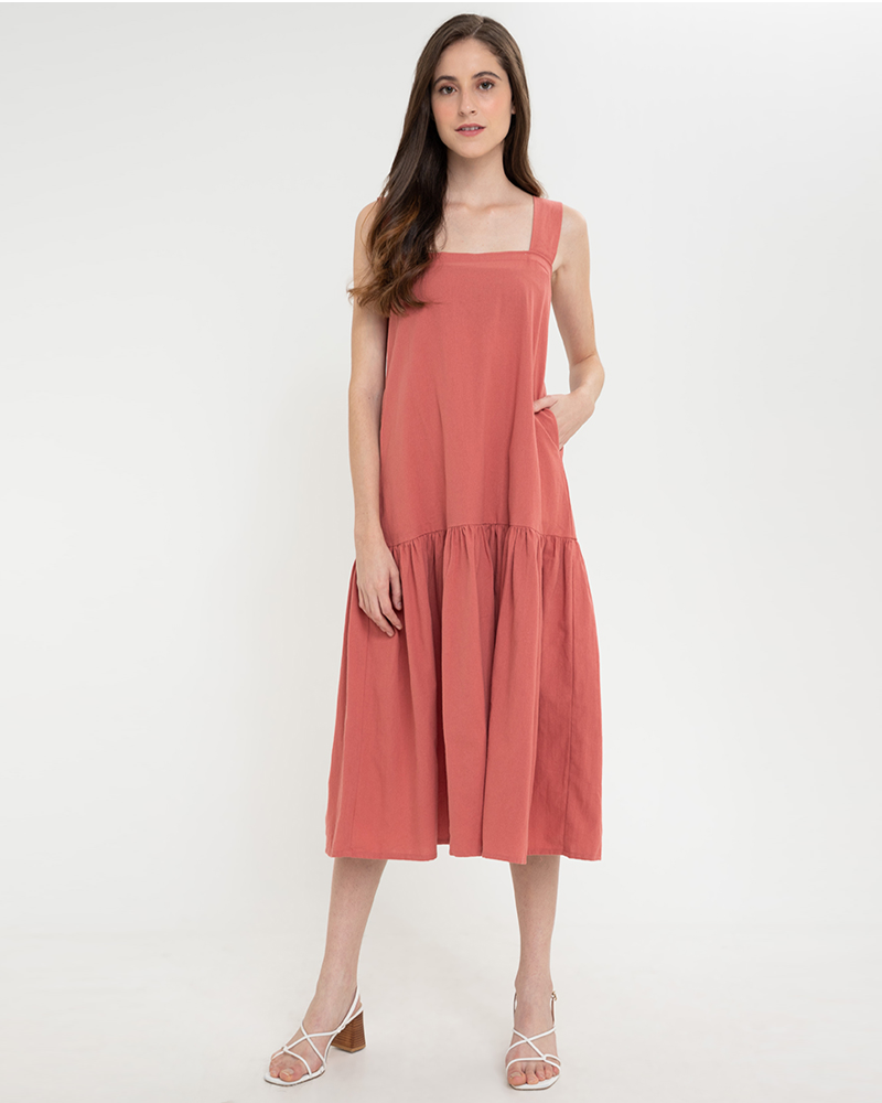 Larissa Sleeveless Square Neck Midi Dress