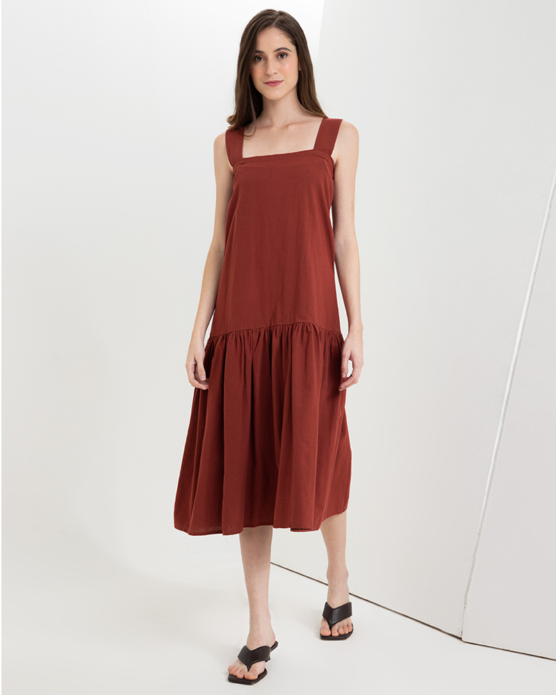 Larissa Sleeveless Square Neck Midi Dress