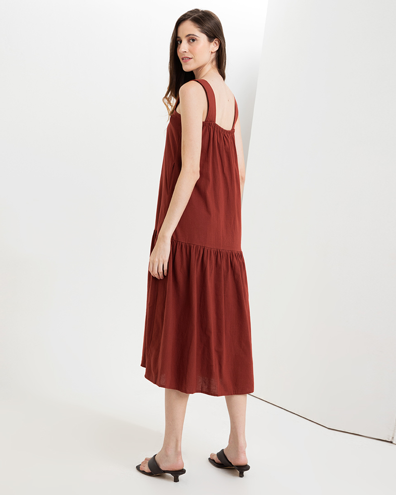 Larissa Sleeveless Square Neck Midi Dress