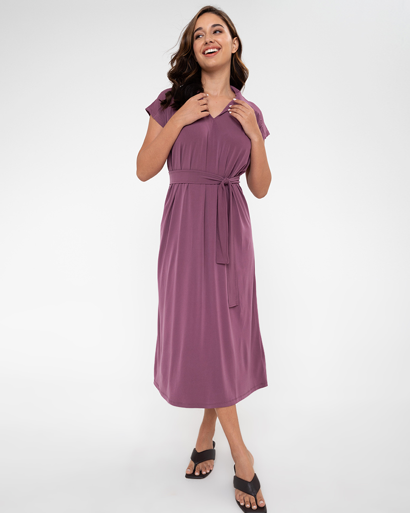 Madison Classic Belted Midi Dress