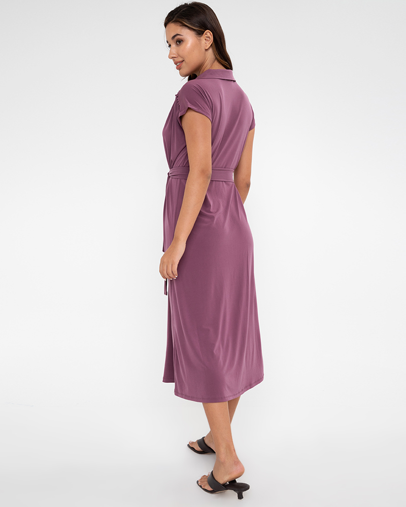 Madison Classic Belted Midi Dress