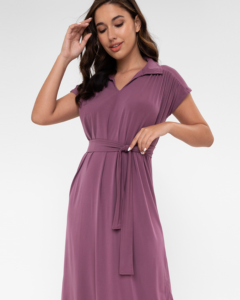 Madison Classic Belted Midi Dress
