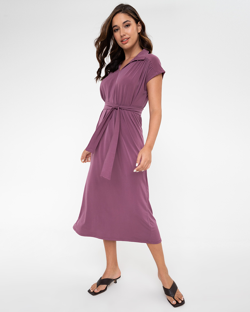 Madison Classic Belted Midi Dress