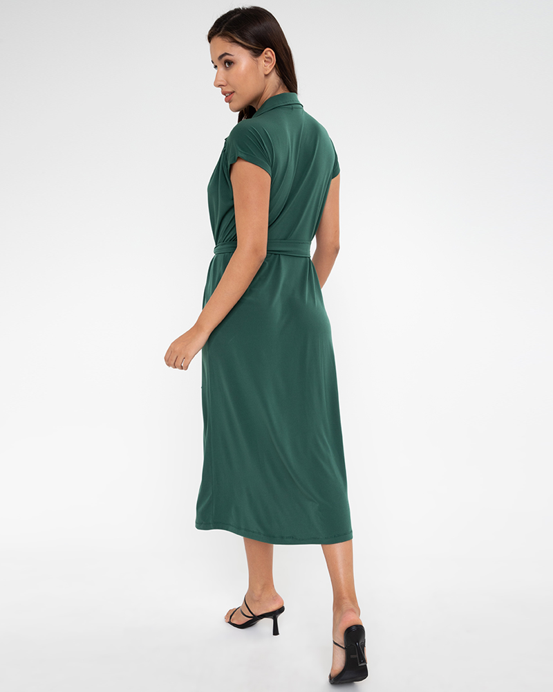 Madison Classic Belted Midi Dress