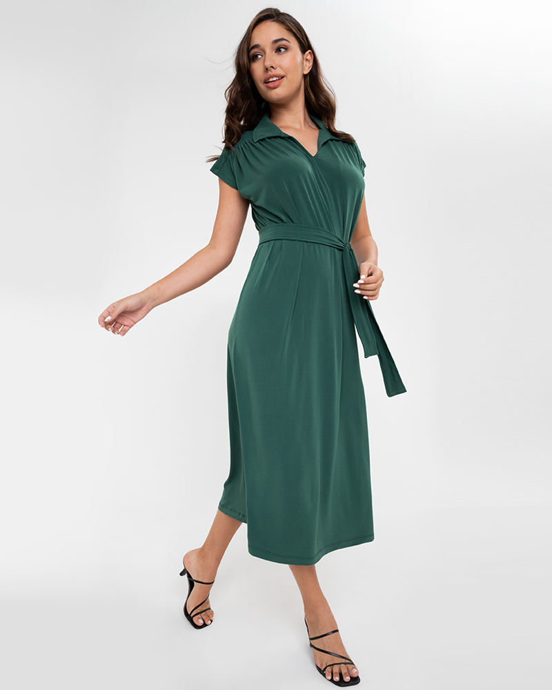 Madison Classic Belted Midi Dress