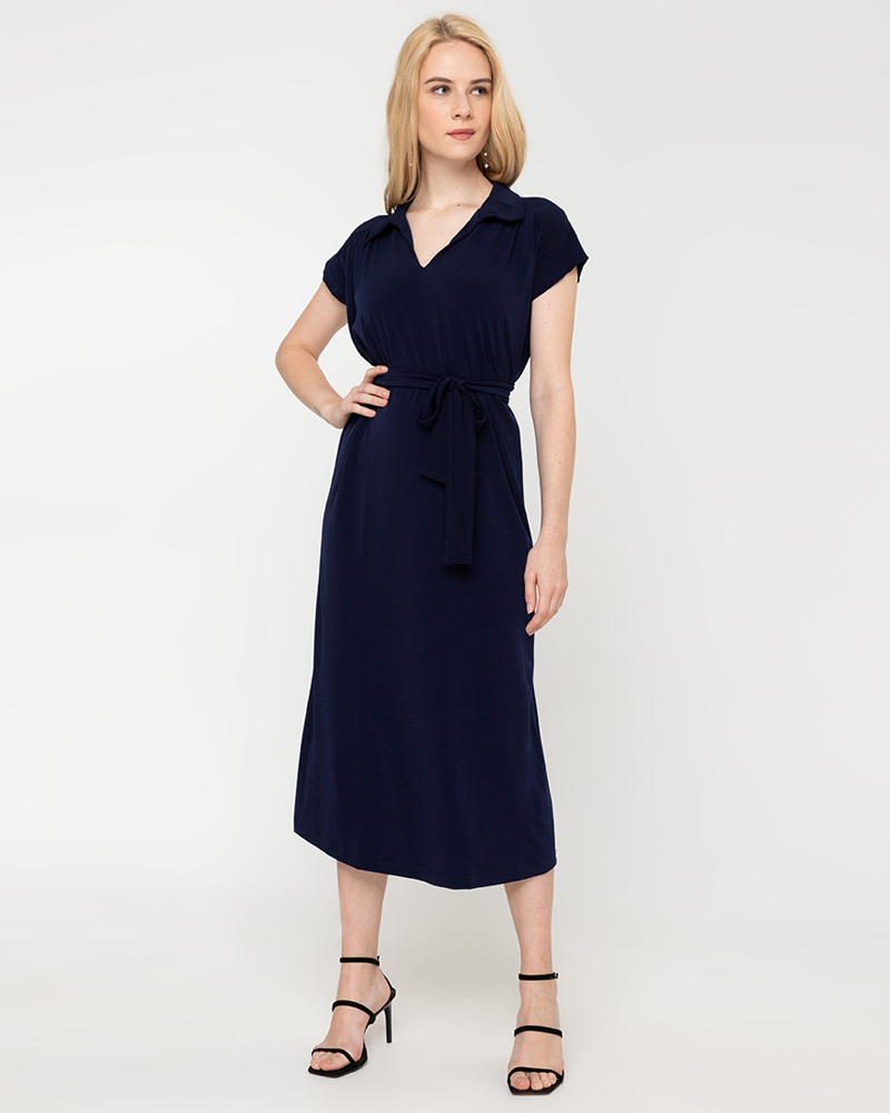 Madison Classic Belted Midi Dress