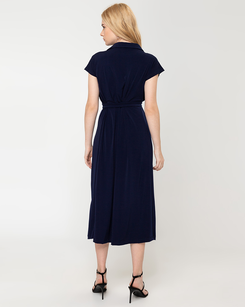 Madison Classic Belted Midi Dress