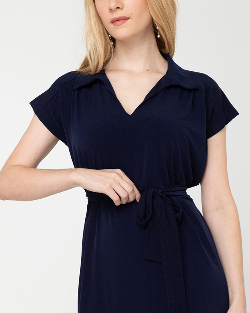 Madison Classic Belted Midi Dress