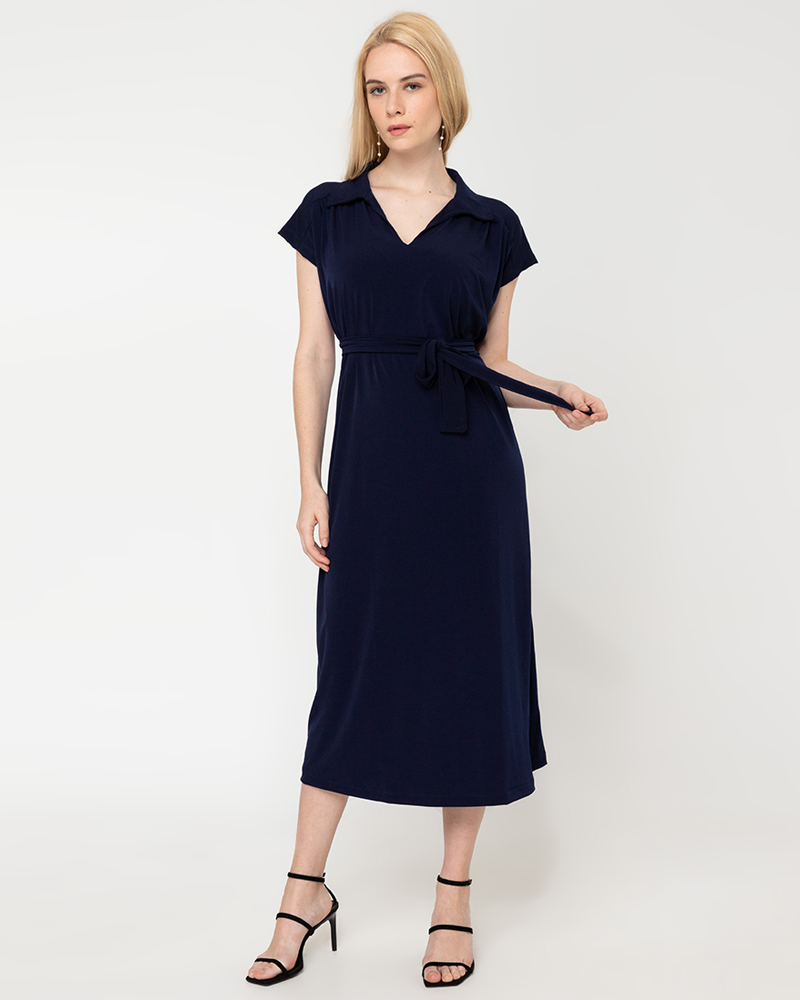 Madison Classic Belted Midi Dress