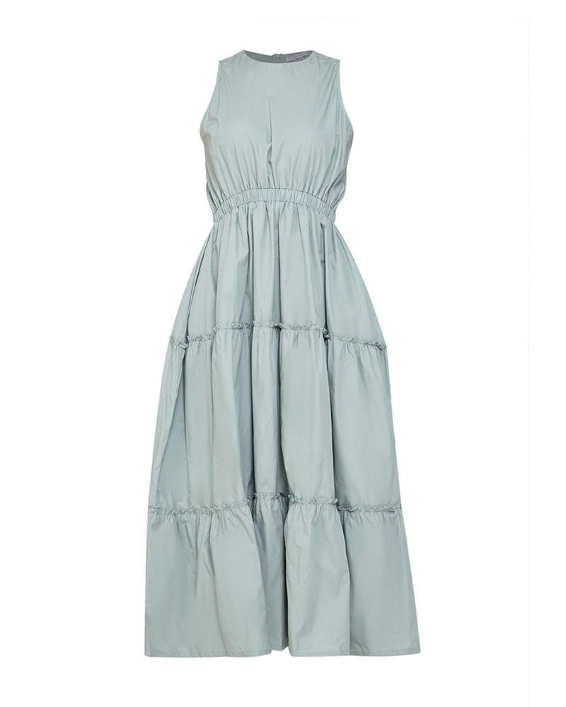 Maya Sleeveless Tiered Cotton Maxi Dress